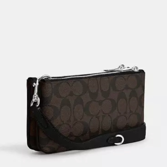 New! Coach Double Zip Crossbody In Signature Canvas - Picture 2 of 4